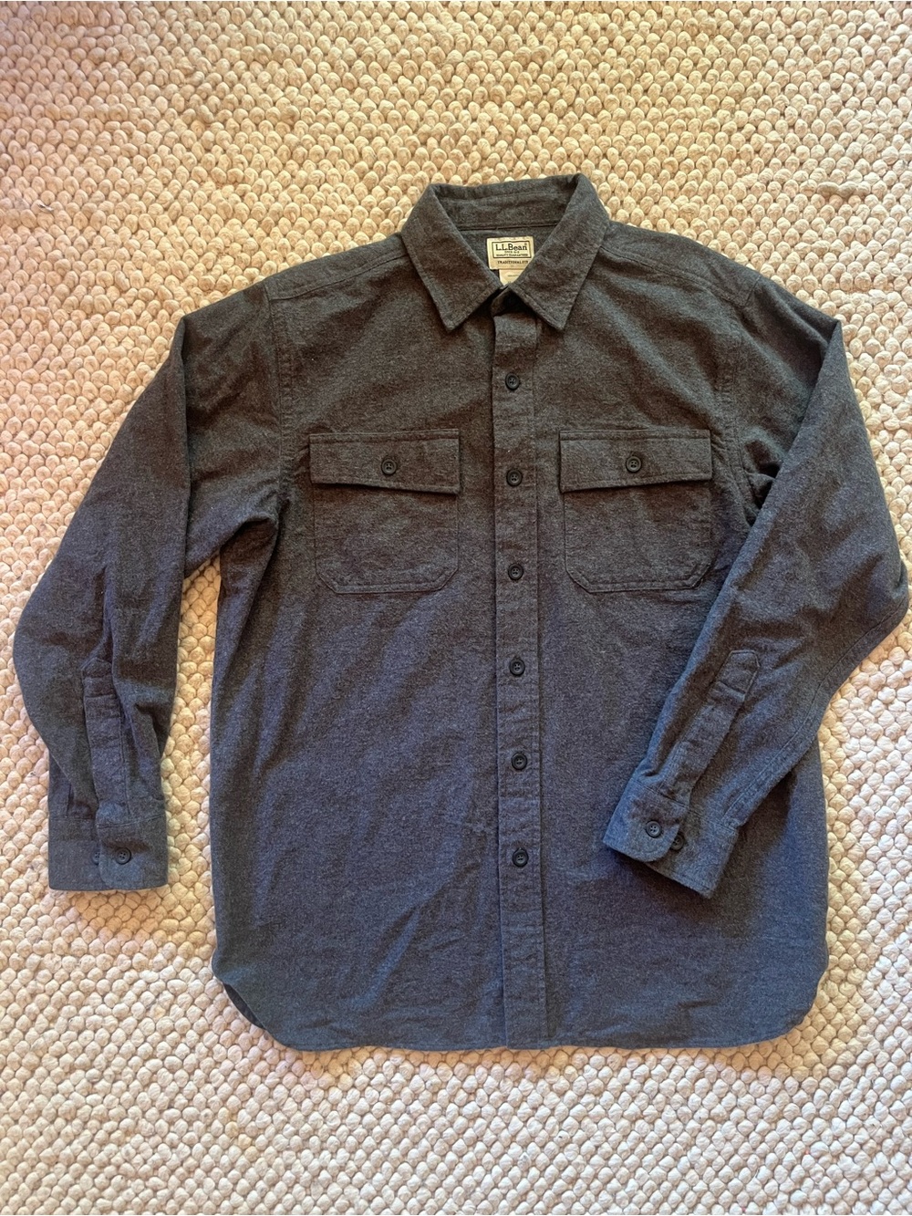 L.L. Bean Charcoal Button-Up chamois Work Shirt